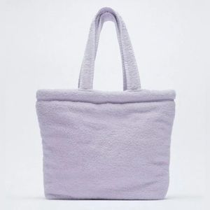 Zara Lavender Terry Cloth Large Tote - NWT